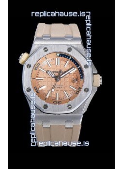 Audemars Piguet Royal Oak Diver Swiss Replica Light Pink Dial 1:1 Quality 3120 Movement 904L Steel 