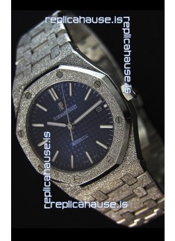 Audemars Piguet Royal Oak Frosted Self-Winding White Gold Blue Dial 1:1 Mirror Replica Watch 