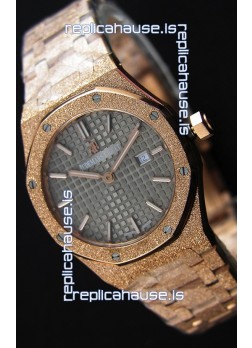 Audemars Piguet Royal Oak Frosted Rose Gold QUARTZ Watch Grey Dial 33MM - 1:1 Mirror Replica 