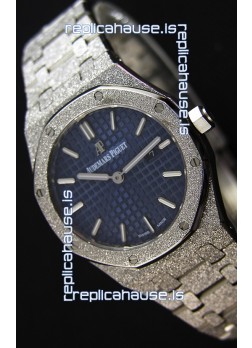 Audemars Piguet Royal Oak Frosted White Gold QUARTZ Watch Navy Blue 33MM - 1:1 Mirror Replica 