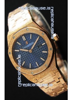 Audemars Piguet Royal Oak Frosted Rose Gold QUARTZ Watch Navy Blue 33MM - 1:1 Mirror Replica 