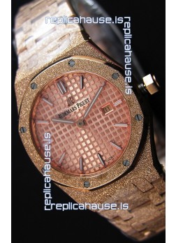 Audemars Piguet Royal Oak Frosted Rose Gold QUARTZ Watch Champange Dial 33MM - 1:1 Mirror Replica 