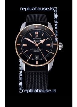 Breitling SuperOcean Heritage II 44MM Black Dial Two Tone 904L Rubber Strap 1:1 Mirror Replica