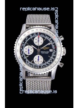 Breitling Navitimer Chronograph 41MM Swiss Replica Watch in 904L Steel Casing - Mesh Steel Strap