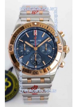 Breitling Chronomat B01 42 Edition Swiss 904L Steel 2 Tone Rose Gold with Blue Dial 1:1 Mirror Replica Watch