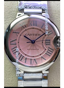 Ballon De Cartier Swiss Automatic 1:1 Mirror Quality 36MM in Stainless Steel Pink Dial