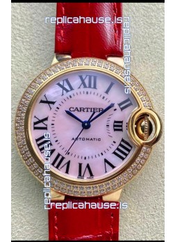 Ballon De Cartier Swiss Automatic 1:1 Mirror Quality 33MM in Rose Gold Pink Pearl Dial