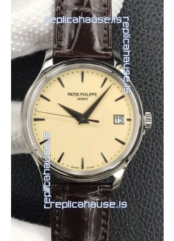 Patek Philippe Calatrava 5227G-001 Pale Yellow Dial 1:1 Mirror Swiss Replica Steel Casing