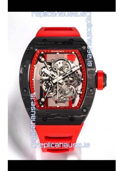 Richard Mille RM055 Black Carbon Casing 1:1 Mirror Replica Watch in Red Strap