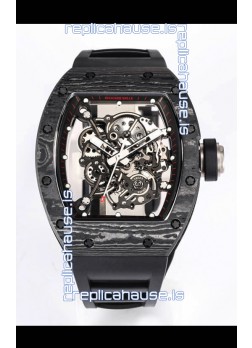 Richard Mille RM055 Black Carbon Casing 1:1 Mirror Replica Watch in Black Strap