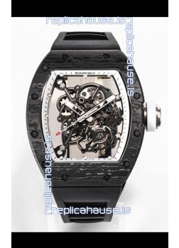 Richard Mille RM055 Black Carbon Casing 1:1 Mirror Replica Watch in Black Strap