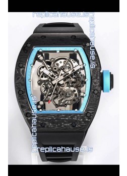 Richard Mille RM055 Black Carbon Casing 1:1 Mirror Replica Watch in Black Strap