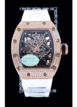 Richard Mille RM035 AMERICAS 18K Rose Gold Replica Watch in White Strap