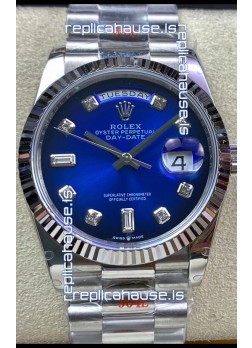 Rolex Day Date 36MM M128239-0023 904L Steel in Blue Dial 1:1 Mirror Replica