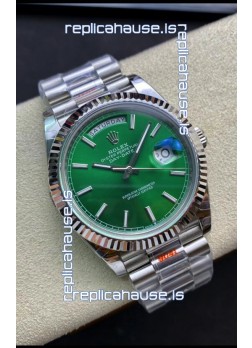 Rolex Day Date 904L Stainless Steel Watch 40MM - Green Dial 1:1 Mirror Quality