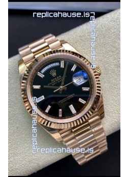 Rolex Day Date 40MM 228238a 1:1 Rose Gold in Black Dial 1:1 Mirror Replica Watch