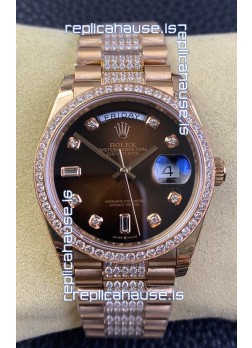 Rolex Day Date Presidential M128345rbr-0041 18K Rose Gold Watch 36MM - Brown Dial 1:1 Mirror Quality