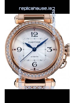 Pasha De Cartier 1:1 Mirror Quality Automatic Swiss Replica Watch 35MM Rose Gold