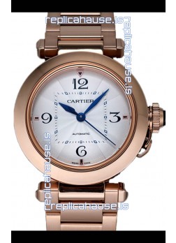 Pasha De Cartier 1:1 Mirror Quality Automatic Swiss Replica Watch 35MM Rose Gold