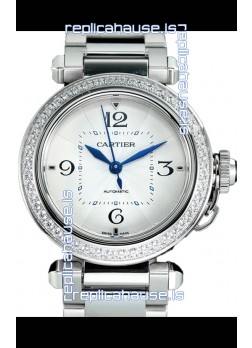 Pasha De Cartier 1:1 Mirror Quality Automatic Swiss Replica Watch 35MM Stainless Steel 