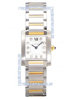 Cartier Tank Francaise Yellow Gold Two Tone Swiss Quartz Replica Watch 25.70MM