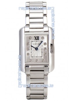 Cartier Tank Anglaise Steel Casing in Steel Strap Swiss Quartz Watch 30MM