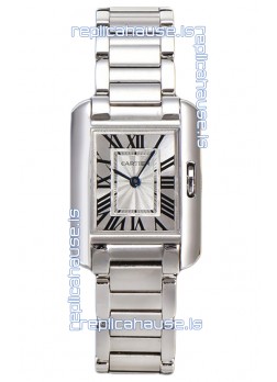 Cartier Tank Anglaise Steel Casing in Steel Strap Swiss Quartz Watch 30MM