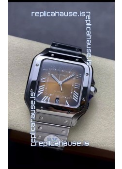 Cartier Santos De Cartier 904L Steel Brown Dial 1:1 Mirror Replica - 40MM Stainless Steel Watch