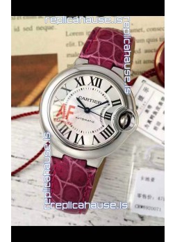 Ballon De Cartier Swiss Automatic 1:1 Mirror Quality Pink Strap 33MM in Steel Casing