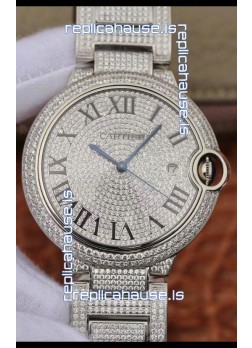 Ballon De Cartier Swiss Automatic Watch with Diamonds Embedded Dial and Casing - 42MM
