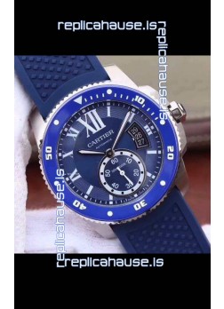 Calibre De Cartier Watch 42MM Blue Dial Steel Case - 1:1 Mirror Replica Watch