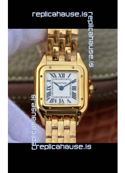 Cartier PANTHERE Edition 1:1 Mirror Swiss Watch Yellow Gold White Dial