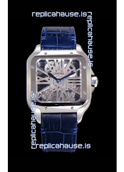 Cartier Santos DUMONT Skeleton Watch in Stainless Steel Swiss Watch 