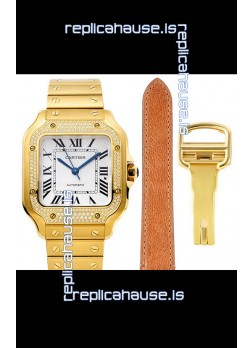 Cartier "Santos De Cartier" Mens XL 1:1 Mirror Replica Watch in Yellow Gold Casing