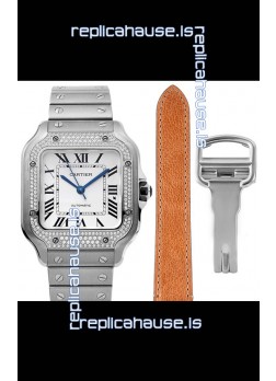 Cartier "Santos De Cartier" Mens XL 1:1 Mirror Replica Watch in Stainless Steel Casing