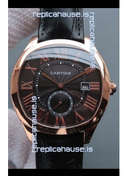 Drive De Cartier 1:1 Mirror Replica Watch in Rose Gold Plating - Brown Dial 