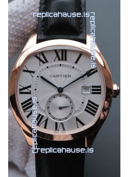 Drive De Cartier 1:1 Mirror Replica Watch in Rose Gold Plating - White Dial 