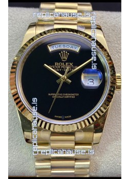 Rolex Day Date Presidential 18K Yellow Gold Watch 36MM - Black Dial 1:1 Mirror Quality