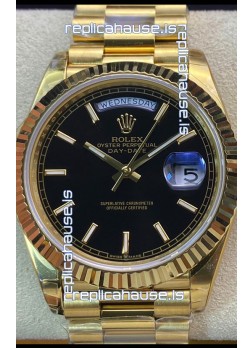 Rolex Day Date Presidential 18K Yellow Gold Watch 36MM - Black Dial 1:1 Mirror Quality