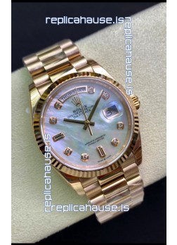 Rolex Day Date 36MM Rose Gold in White Mother of Pearl Dial 1:1 Mirror Replica Watch