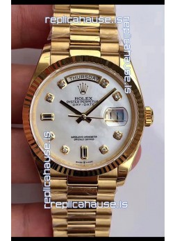 Rolex Day Date 36MM Yellow Gold M128238 in White Mother of Pearl Dial 1:1 Mirror Replica Watch