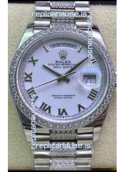 Rolex Day Date Presidential M128349RBR-0026 904L Steel 36MM - White Roman Dial 1:1 Mirror Quality