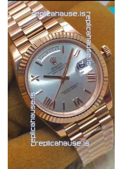 Rolex Day Date 40MM 228235 1:1 Rose Gold in Silver Dial 1:1 Mirror Replica Watch