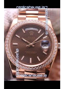 Rolex Day Date Presidential 904L Steel Rose Gold 40MM - Brown Dial 1:1 Mirror Quality Watch