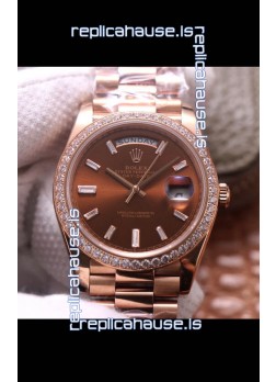 Rolex Day Date Presidential 904L Steel Rose Gold 40MM - Brown Dial 1:1 Mirror Quality Watch