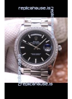Rolex Day Date Presidential 904L Steel 40MM - Black Dial 1:1 Mirror Quality Watch