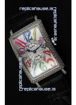 Franck Muller Long Island Color Dreams Ladies Swiss Replica Watch - Black Strap
