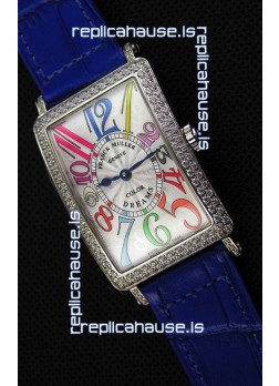 Franck Muller Long Island Color Dreams Ladies Swiss Replica Watch - Blue Strap