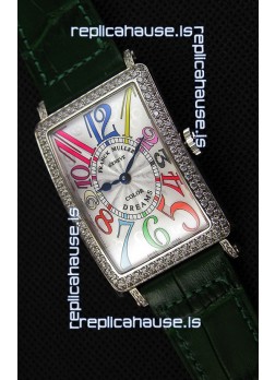 Franck Muller Long Island Color Dreams Ladies Swiss Replica Watch - Green Strap