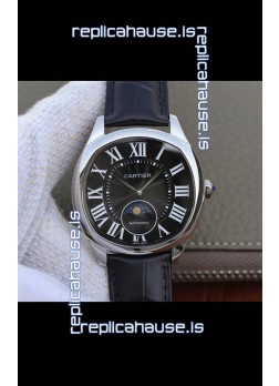 Drive De Cartier Moonphase Edition 1:1 Mirror Replica Watch in Stainless Steel - Brown Dial 